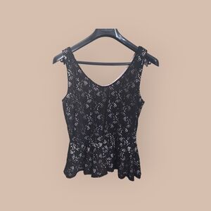 ⭐️Suzy Shier Black Fitted Peplum Tank Top Size MED